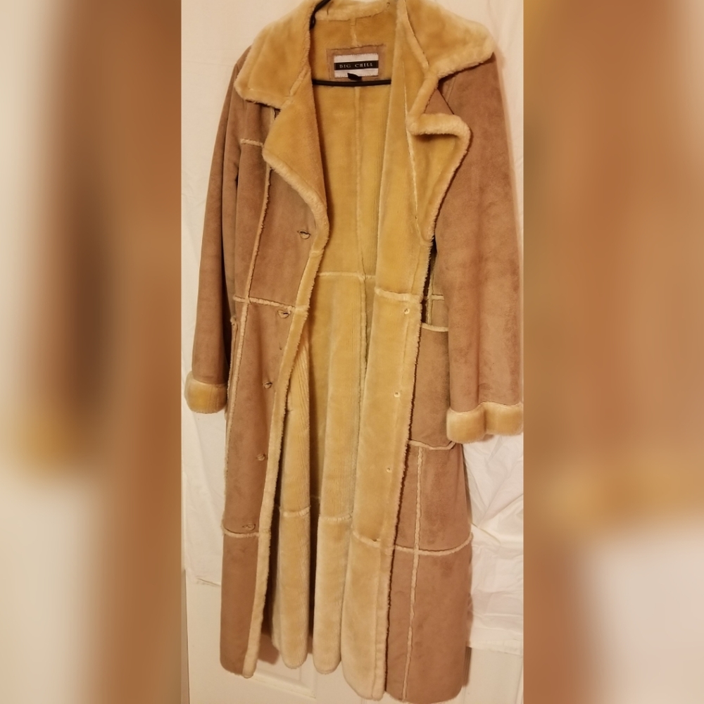 Faux suede trench coat